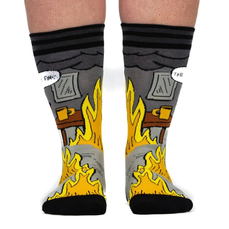 This Is Fine: Noir Edition | Crew Socks