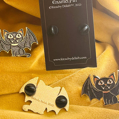 Cat Bat At Home | Soft Enamel Pin - Kitschy Delish - The Sock Monster