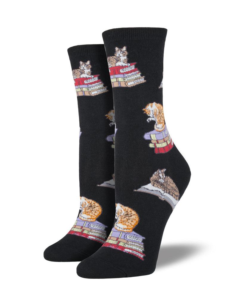 Cat On Books, Women's Crew - Socksmith - The Sock Monster