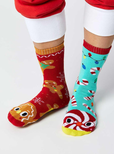 Christmas! Gingerbread & Candy Cane | Adult Mismatched Socks - Pals Socks - The Sock Monster