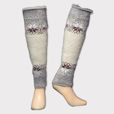 Coffee & Cream, Goat Wool, Women's Leg Warmers - Siberia Spirit - The Sock Monster