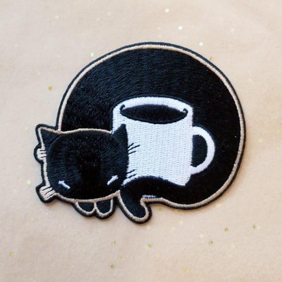 Coffee Cat | Embroidered Iron-on Patch - Stasia Burrington - The Sock Monster