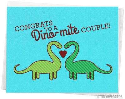 "Congrats to a Dino-mite Couple!" | Wedding Card - Tiny Bee Cards - The Sock Monster