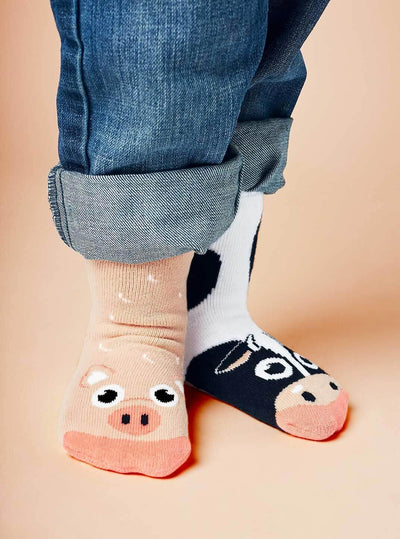 Cow & Pig | Kids Socks | Mismatched Cute Crazy Fun Socks - Pals Socks - The Sock Monster