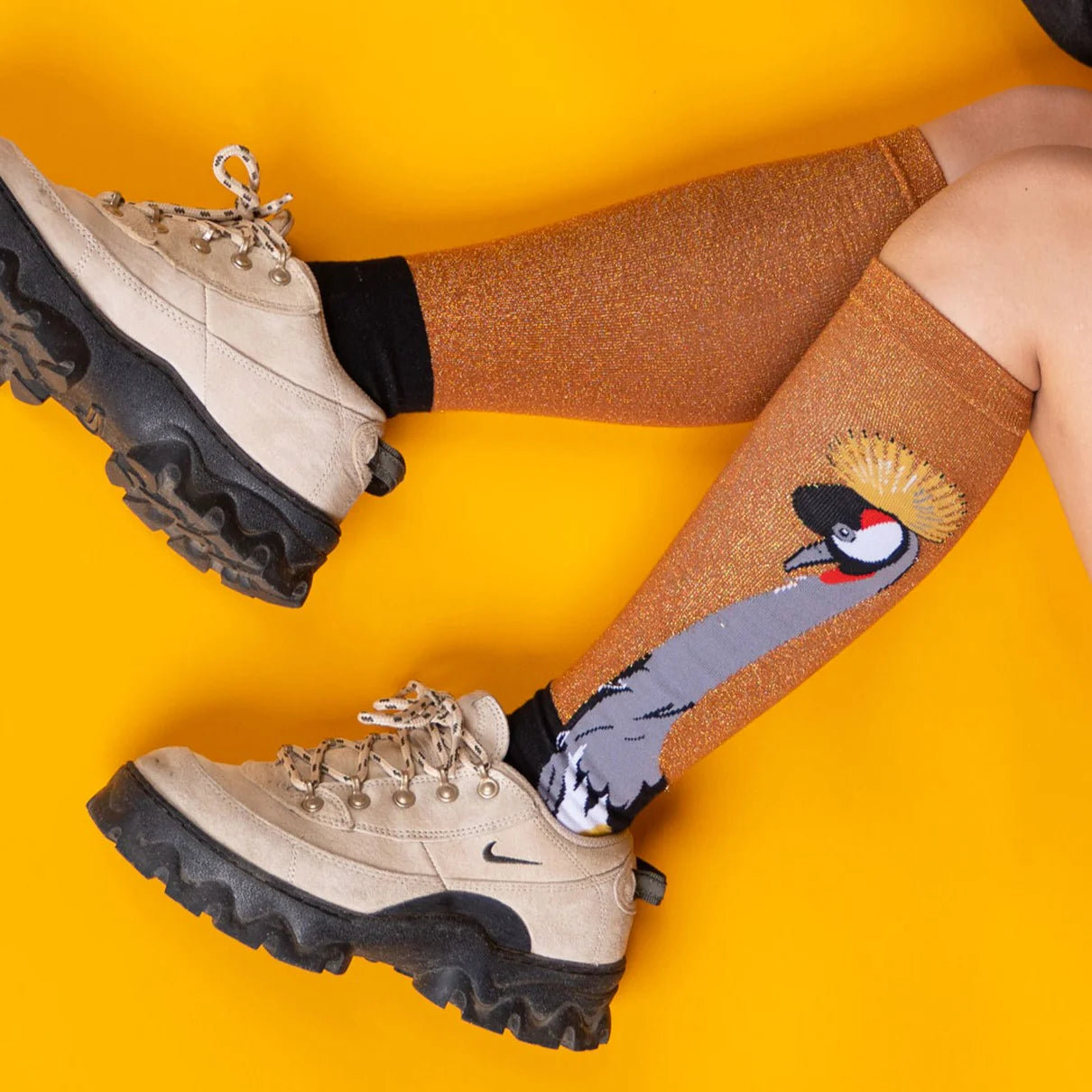 Crowned Crane | Shimmer | Women's Knee-high