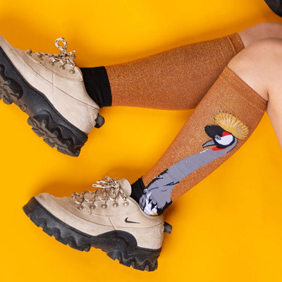 Crowned Crane | Shimmer | Women's Knee-high