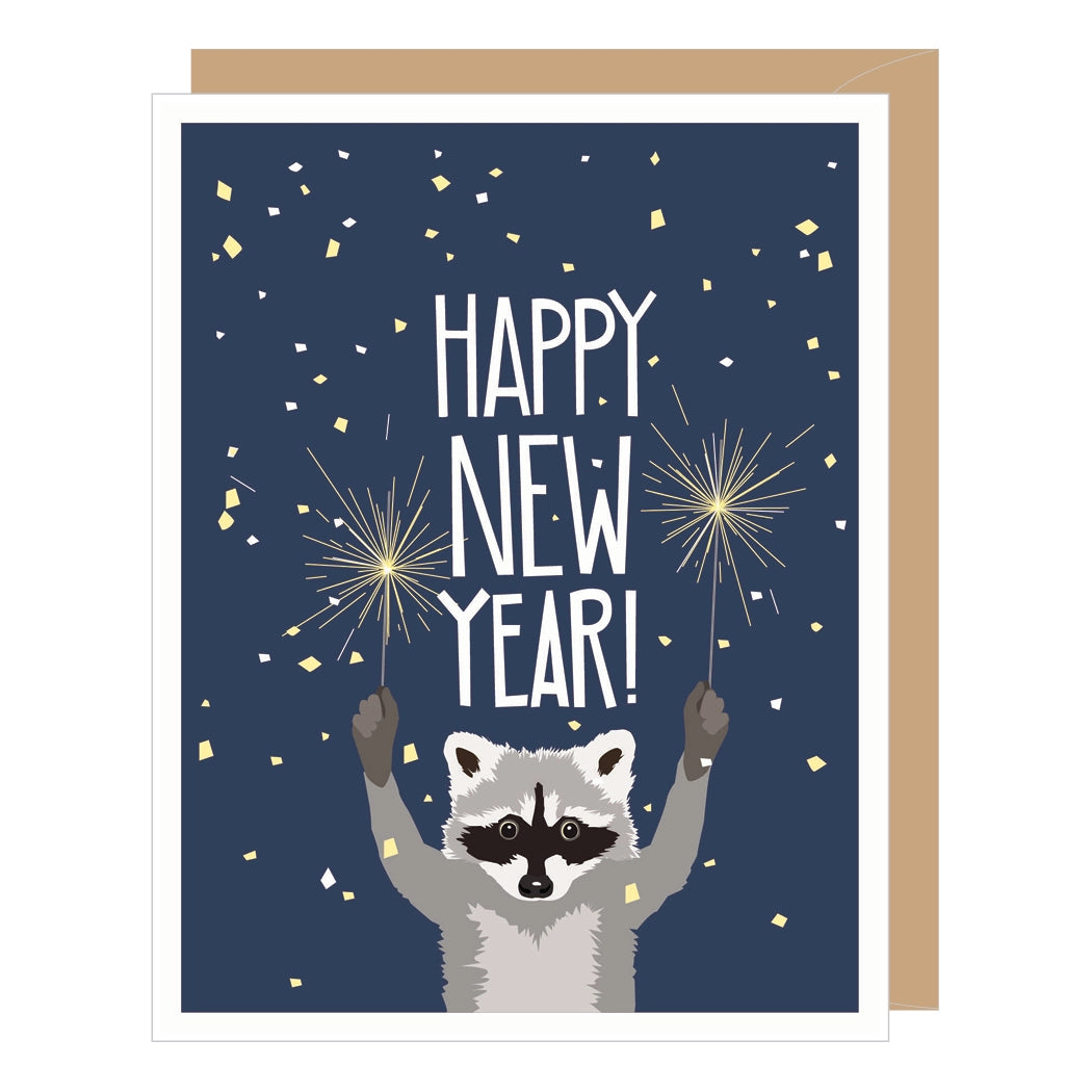 Raccoon Happy New Year | Holiday Card