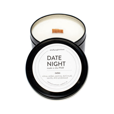 Date Night 6oz Wood Wick Travel Soy Candle - Anchored Northwest - The Sock Monster