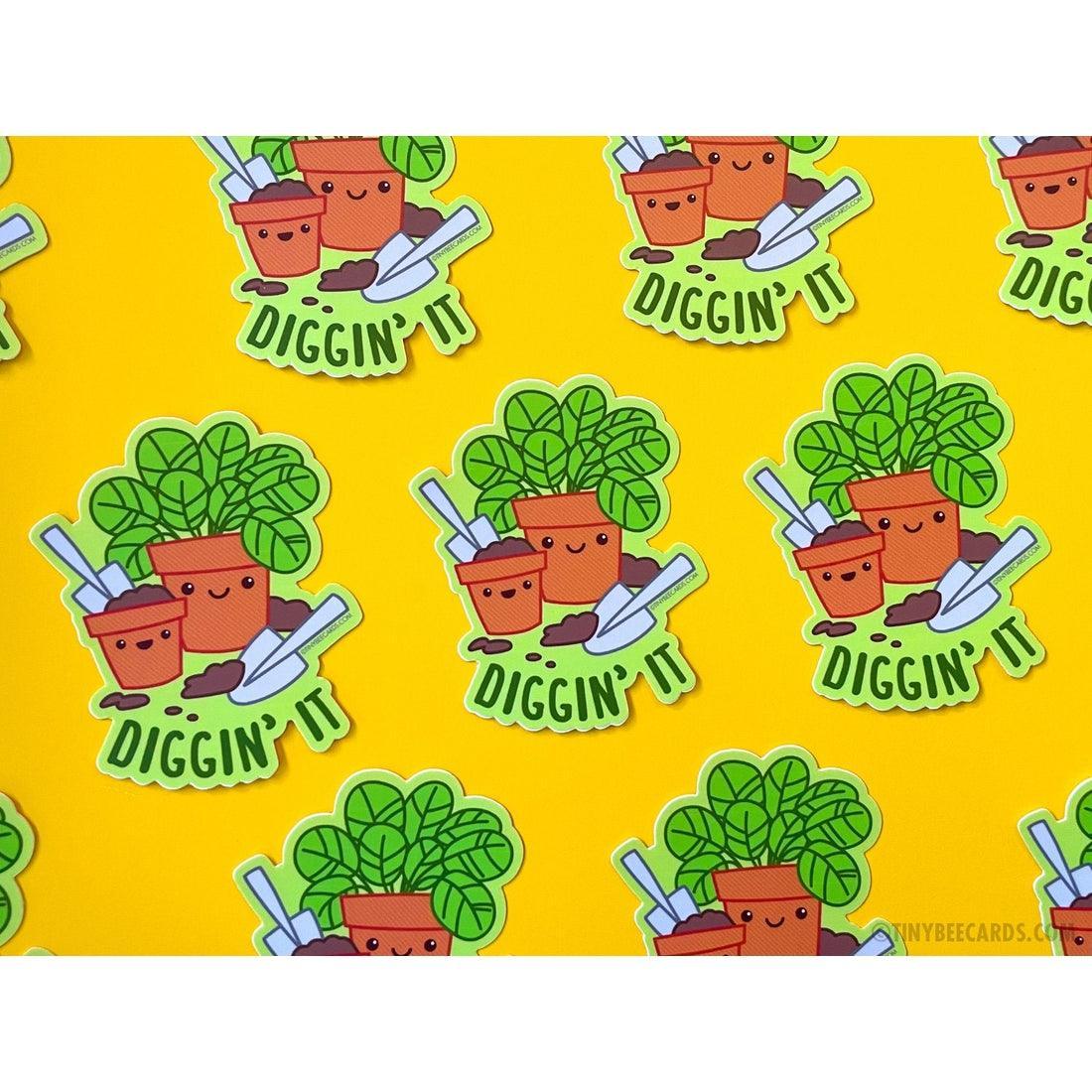 "Diggin' It" | Vinyl Sticker - Tiny Bee Cards - The Sock Monster