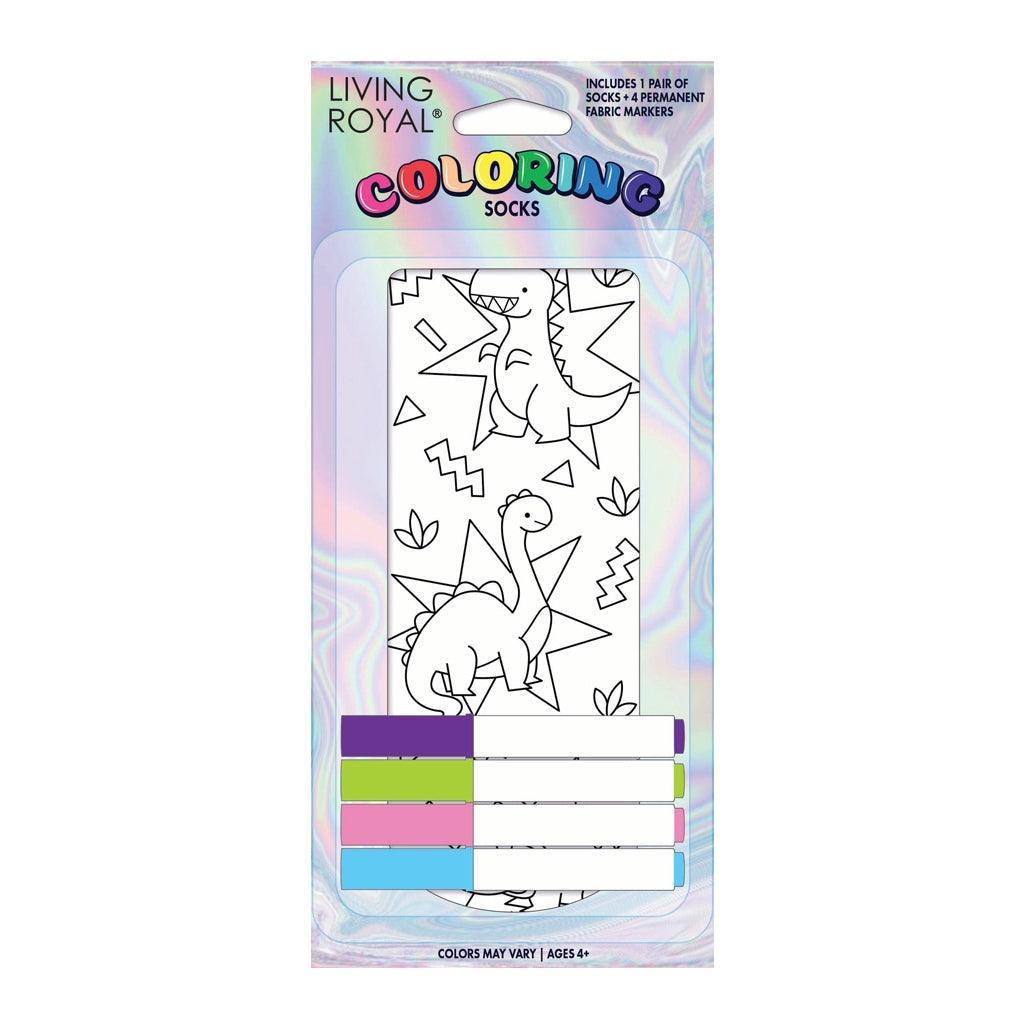 Dino Daze Coloring Socks - Living Royal - The Sock Monster