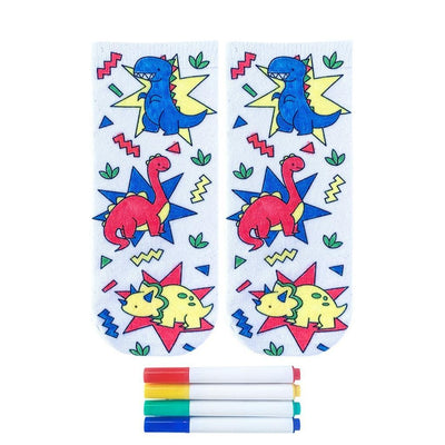 Dino Daze Coloring Socks - Living Royal - The Sock Monster