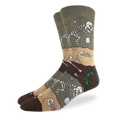 Dinosaur Fossil Layers, Extra Large (13-17 Men's) Crew - Good Luck Sock - The Sock Monster