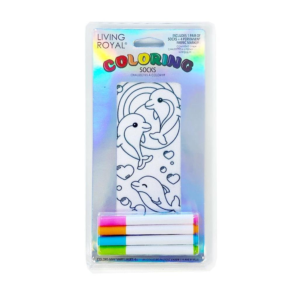 Dolphin Love Coloring Socks - Living Royal - The Sock Monster
