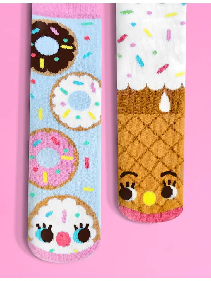 Donut and Ice Cream | Teen and Adult Socks | Mismatched Cute Crazy Fun Socks
