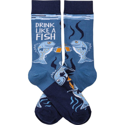 Drink Like A Fish, Crew - Primitives By Kathy - The Sock Monster