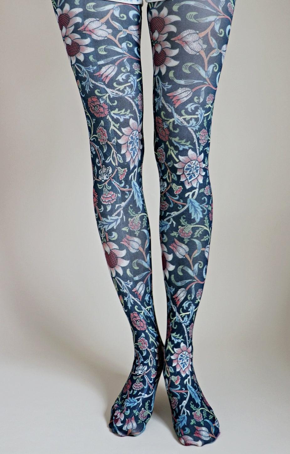 Evenlode by William Morris | Printed Tights - Tabbisocks - The Sock Monster