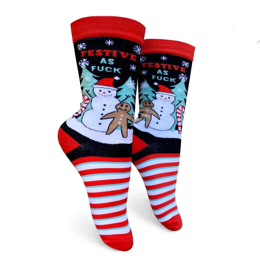 Festive As Fuck, Womens Crew - Groovy Things - The Sock Monster