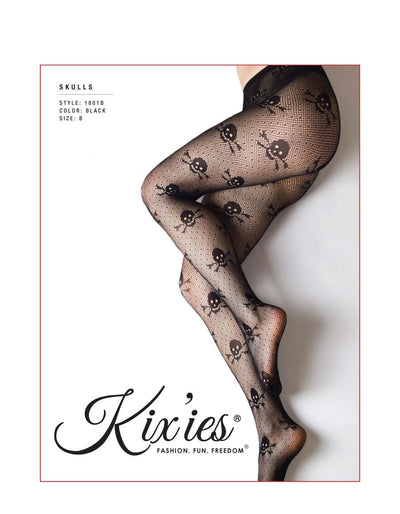 FISHNET SKULL TIGHTS, PETITE TO PLUS SIZE - KIXIES - The Sock Monster