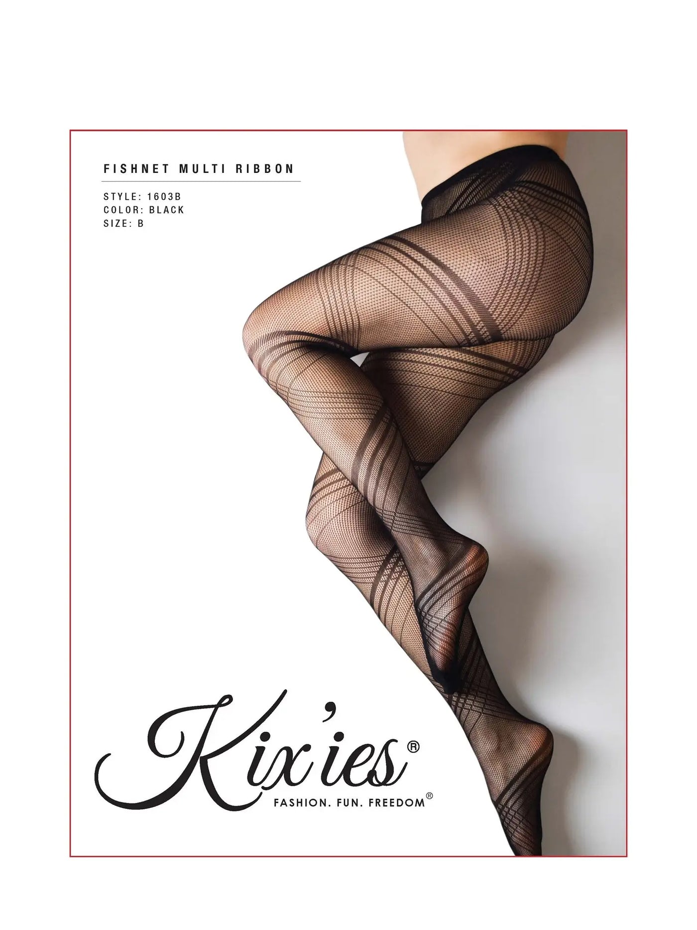 Black with Multi Ribbon | Fishnet Tights | Petite to Plus Size