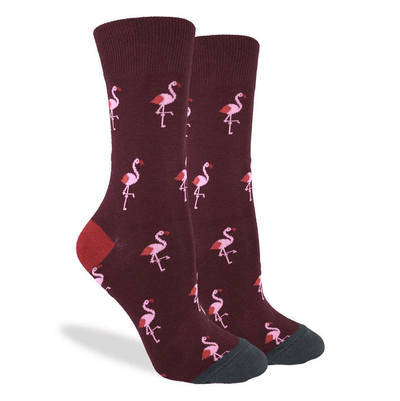 Flamingo Party, Medium (5-9 Women's) Crew - Good Luck Sock - The Sock Monster
