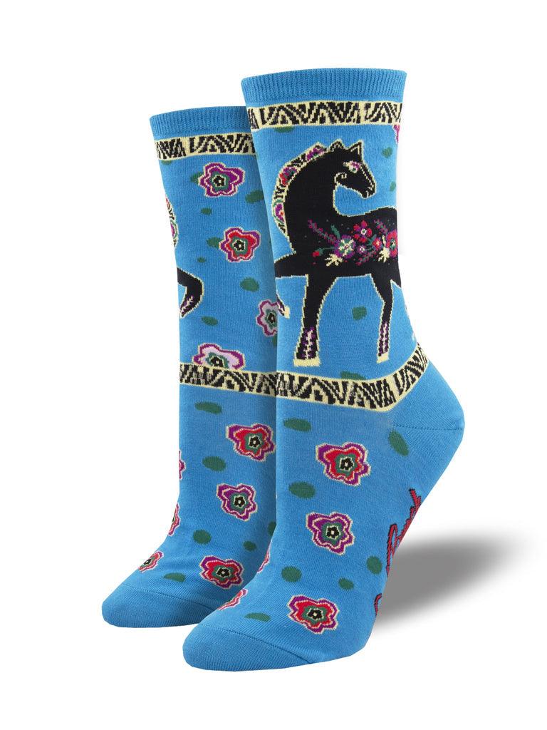 FLORAL HORSE, by Laurel Burch, Women's Crew - Socksmith - The Sock Monster