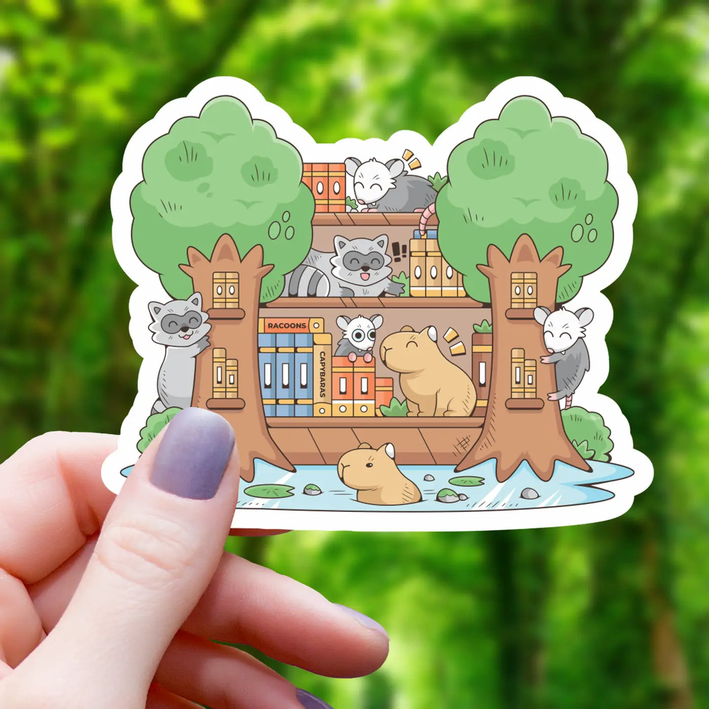 Forest Creature Bookshelf | Vinyl Sticker