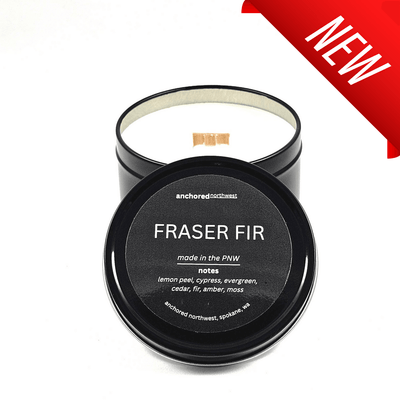 Fraser Fir 6oz Wood Wick Travel Soy Candle - Anchored Northwest - The Sock Monster