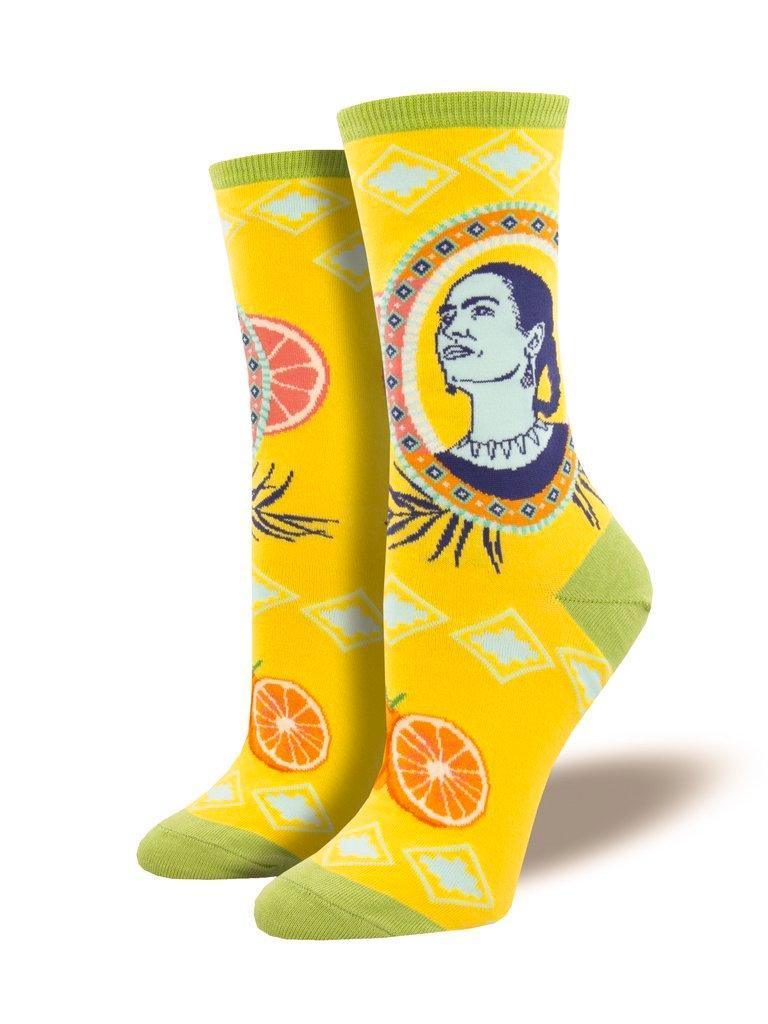 Frida Orange, Women's Crew - Socksmith - The Sock Monster