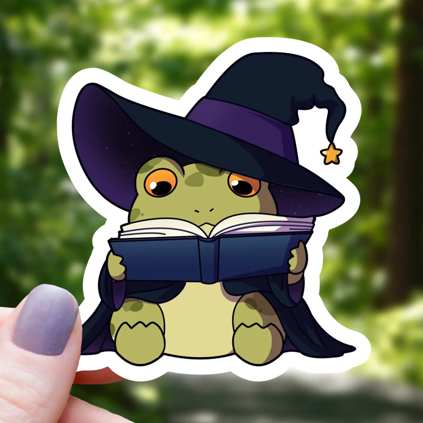 Frog Wizard Reading a Book | Vinyl Sticker