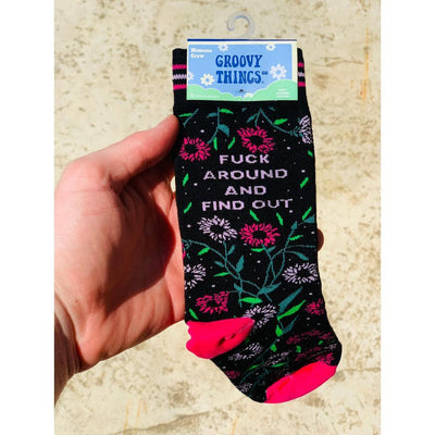 Fuck Around and Find Out, Womens Crew - Groovy Things - The Sock Monster