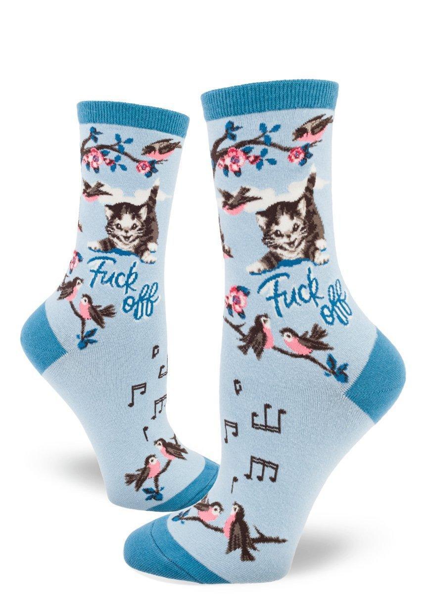 Fuck Off Kitty Cat, Women's Crew - ModSock - The Sock Monster