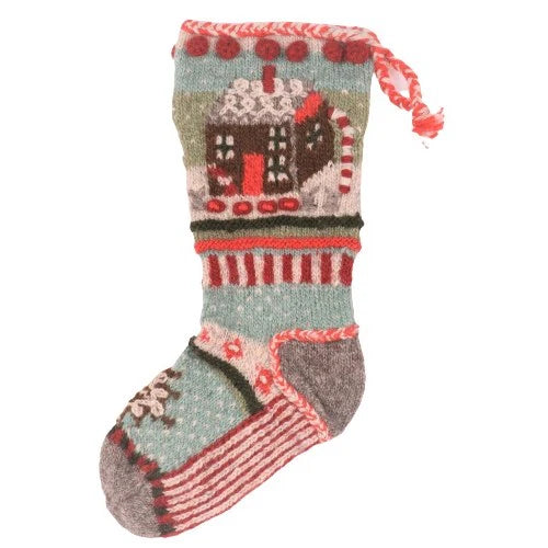 Gingerbread House | Wool Knit Holiday Stocking