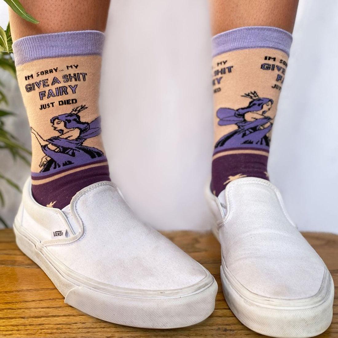 Give a Shit Fairy, Womens Crew - Groovy Things - The Sock Monster