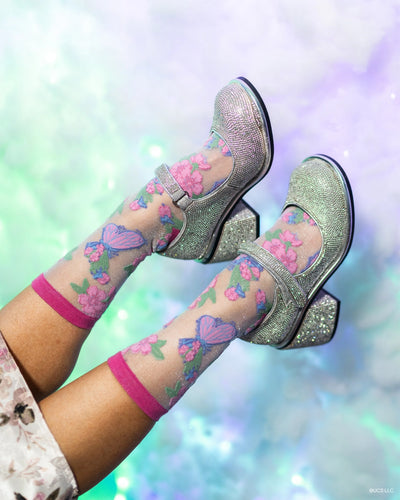 Glinda Land Butterfly | Wicked | Shimmer Sheer Crew Sock