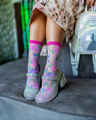 Glinda Land Butterfly | Wicked | Shimmer Sheer Crew Sock