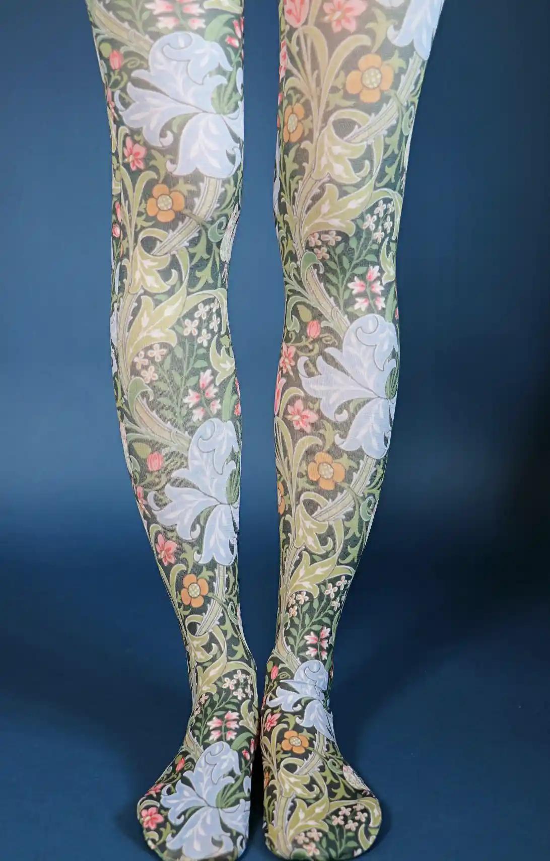 Golden Lily by William Morris | Printed Tights - Tabbisocks - The Sock Monster