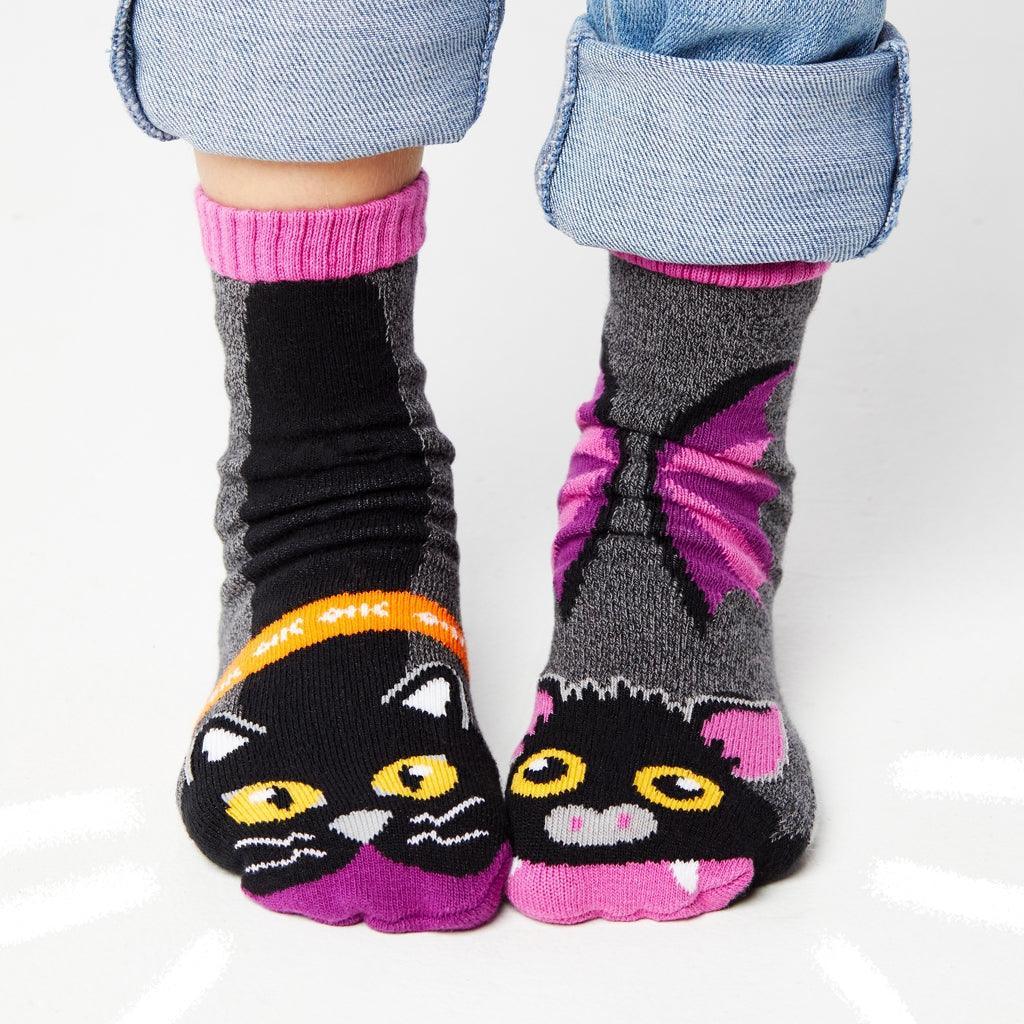 Halloween Bat & Black Cat | Kids Socks | Mismatched Cute Crazy Fun Socks - Pals Socks - The Sock Monster