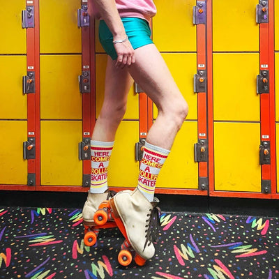 Here Comes A Roller Skater Ribbed Gym Socks - Gumball Poodle - The Sock Monster