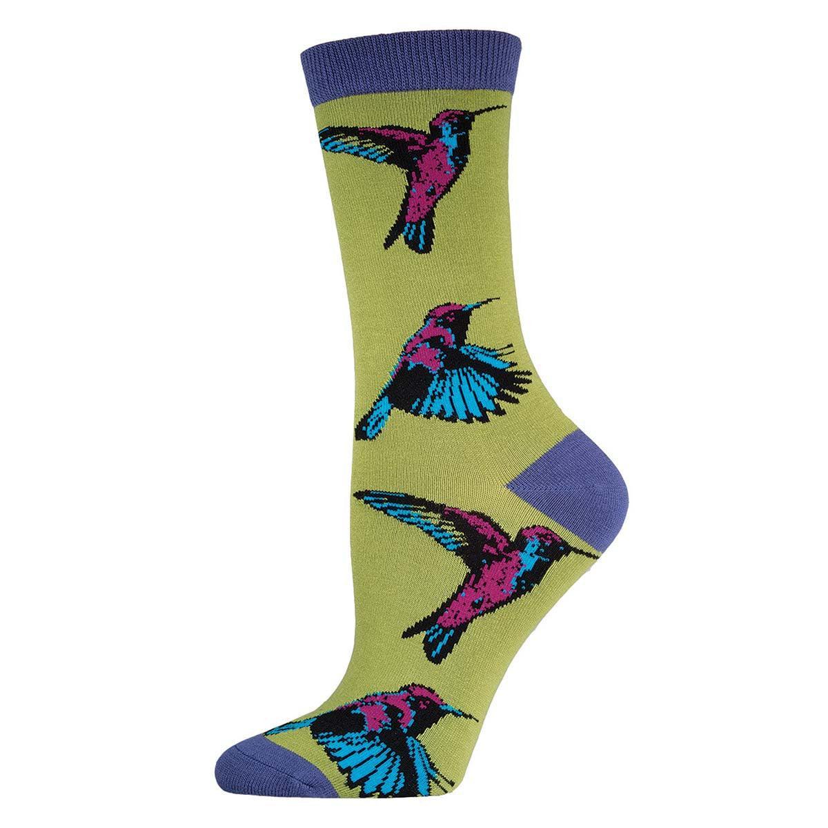 Hummingbirds, Bamboo, Women's Crew - Socksmith - The Sock Monster
