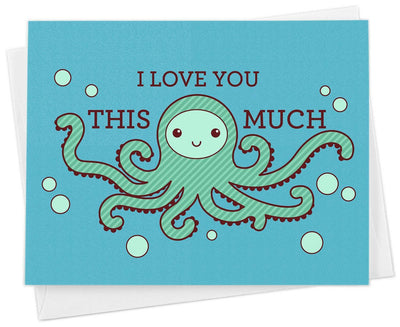 "I Love You This Much" Octopus | Love Card - Tiny Bee Cards - The Sock Monster