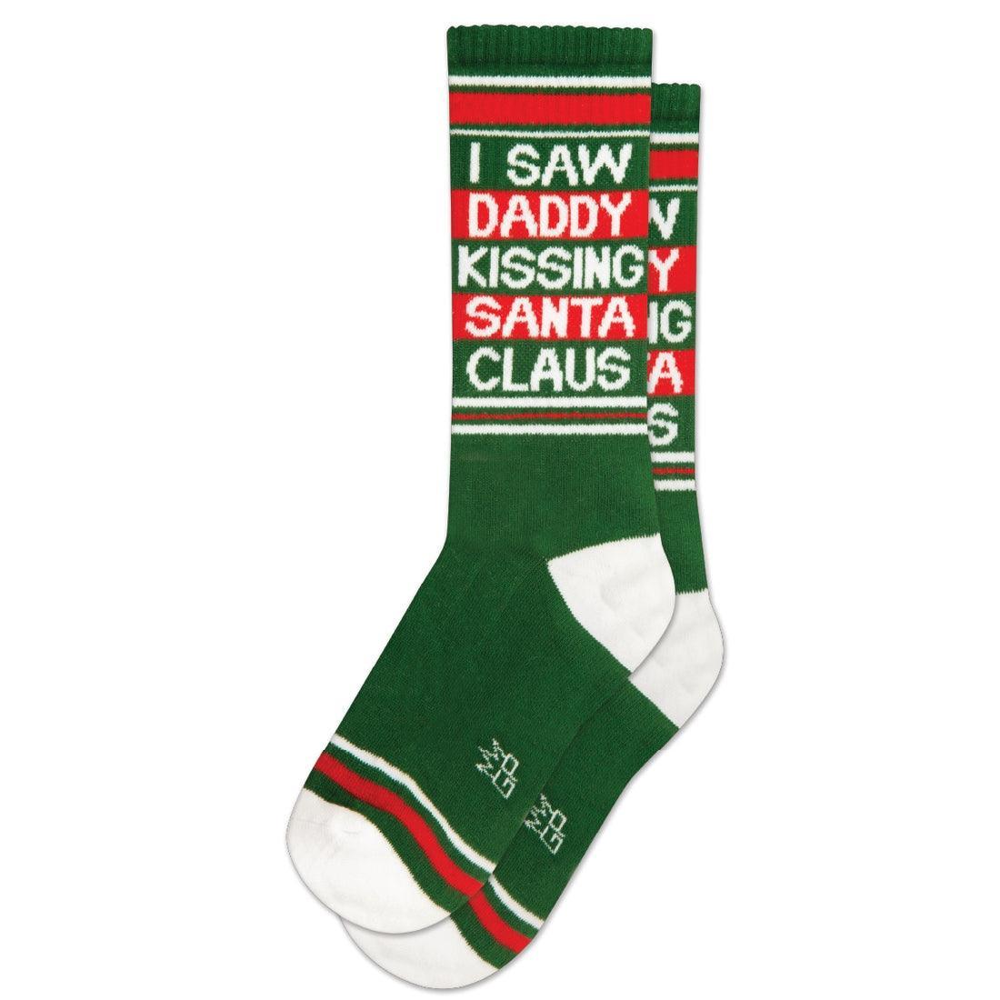 I Saw Daddy Kissing Santa Clause Ribbed Gym Socks - Gumball Poodle - The Sock Monster