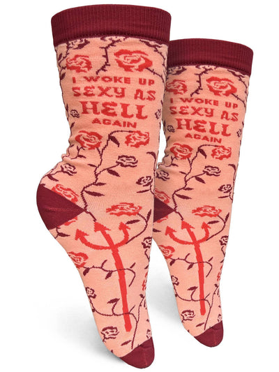 I Woke Up Sexy As Hell Again, Womens Crew - Groovy Things - The Sock Monster