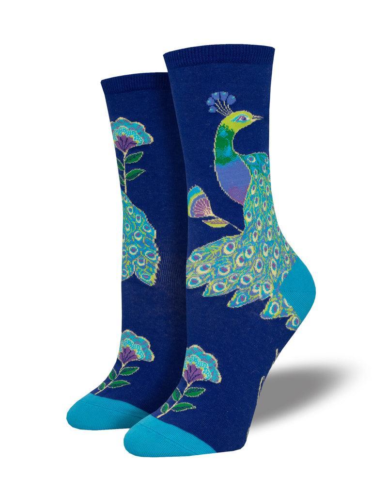 INTRICATE PEACOCK by Laurel Burch | Women's Crew - Socksmith - The Sock Monster