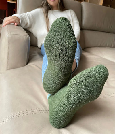 Handcrafted Slipper Socks | Thermal with Grips | Large