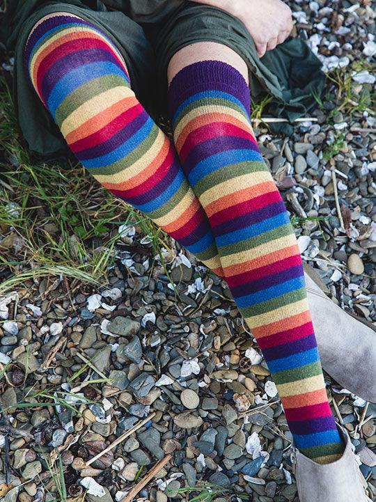 Iris Rainbow Striped Over the Knee Sock - Rockn Socks - The Sock Monster