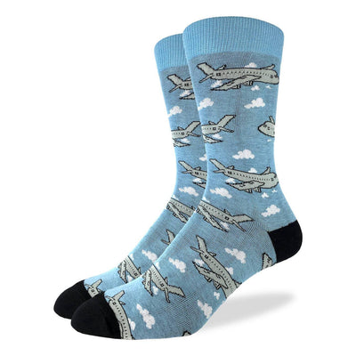 Jumbo Jet Airplane, Extra Large (13-17 Men's) Crew - Good Luck Sock - The Sock Monster