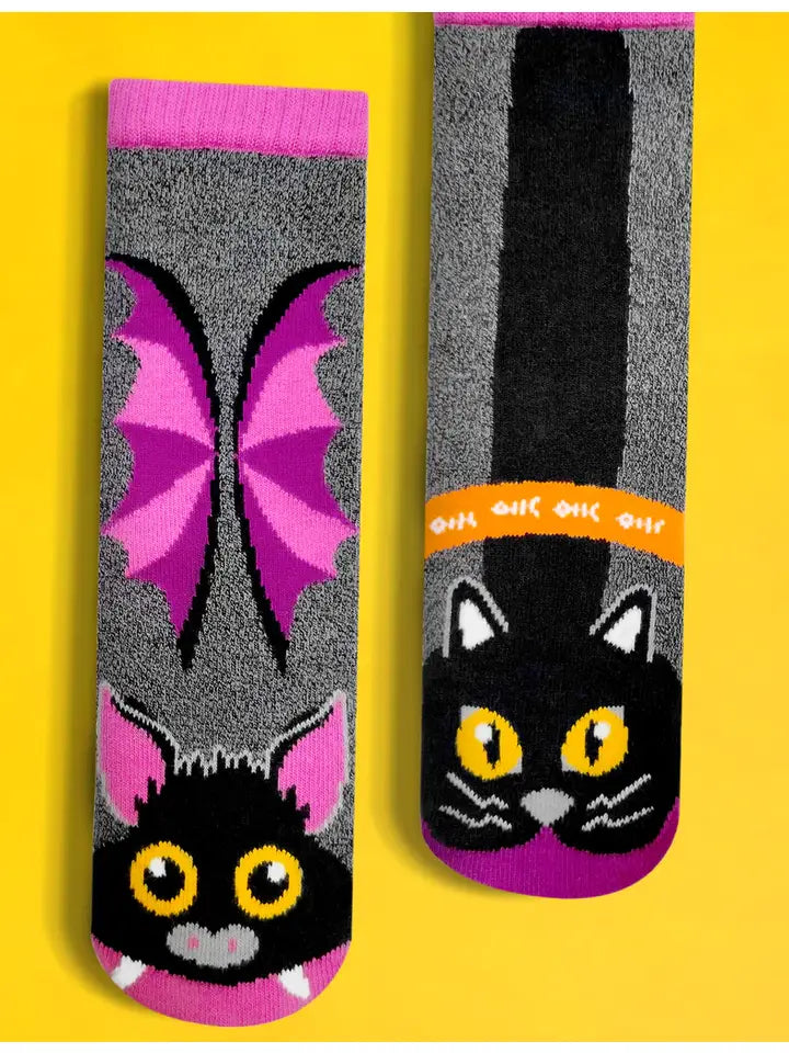 Bat and Black Cat | Kids Socks | Mismatched Fun Socks