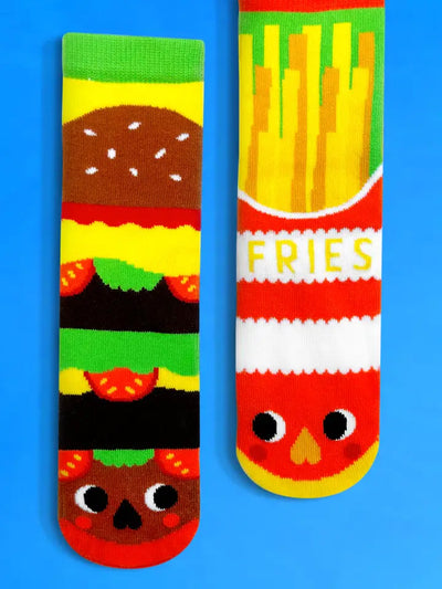 Burger and Fries | Kids Socks | Mismatched Fun Socks