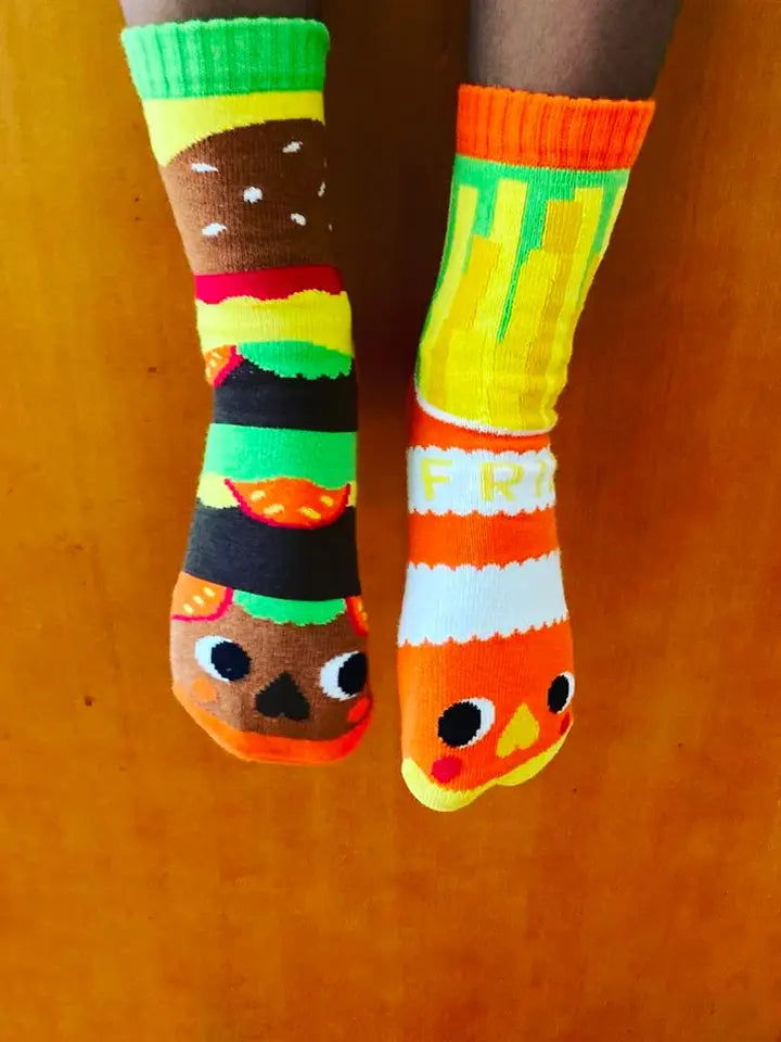 Burger and Fries | Kids Socks | Mismatched Fun Socks