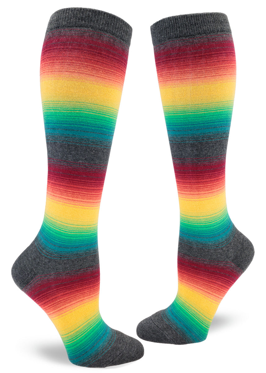 Dark Rainbow Stripe | Women's Knee-high